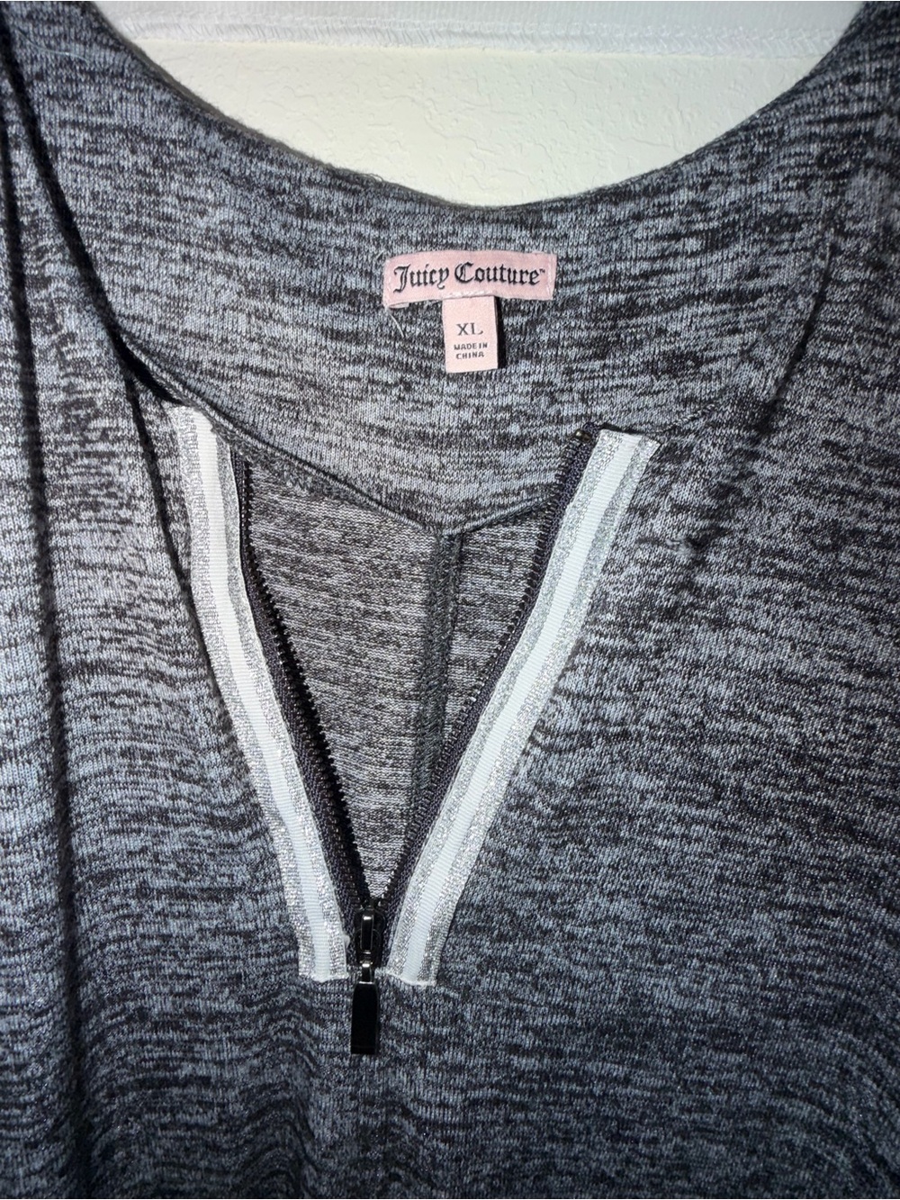 Juicy Couture Gray Heather Zip-Front Midi Dress